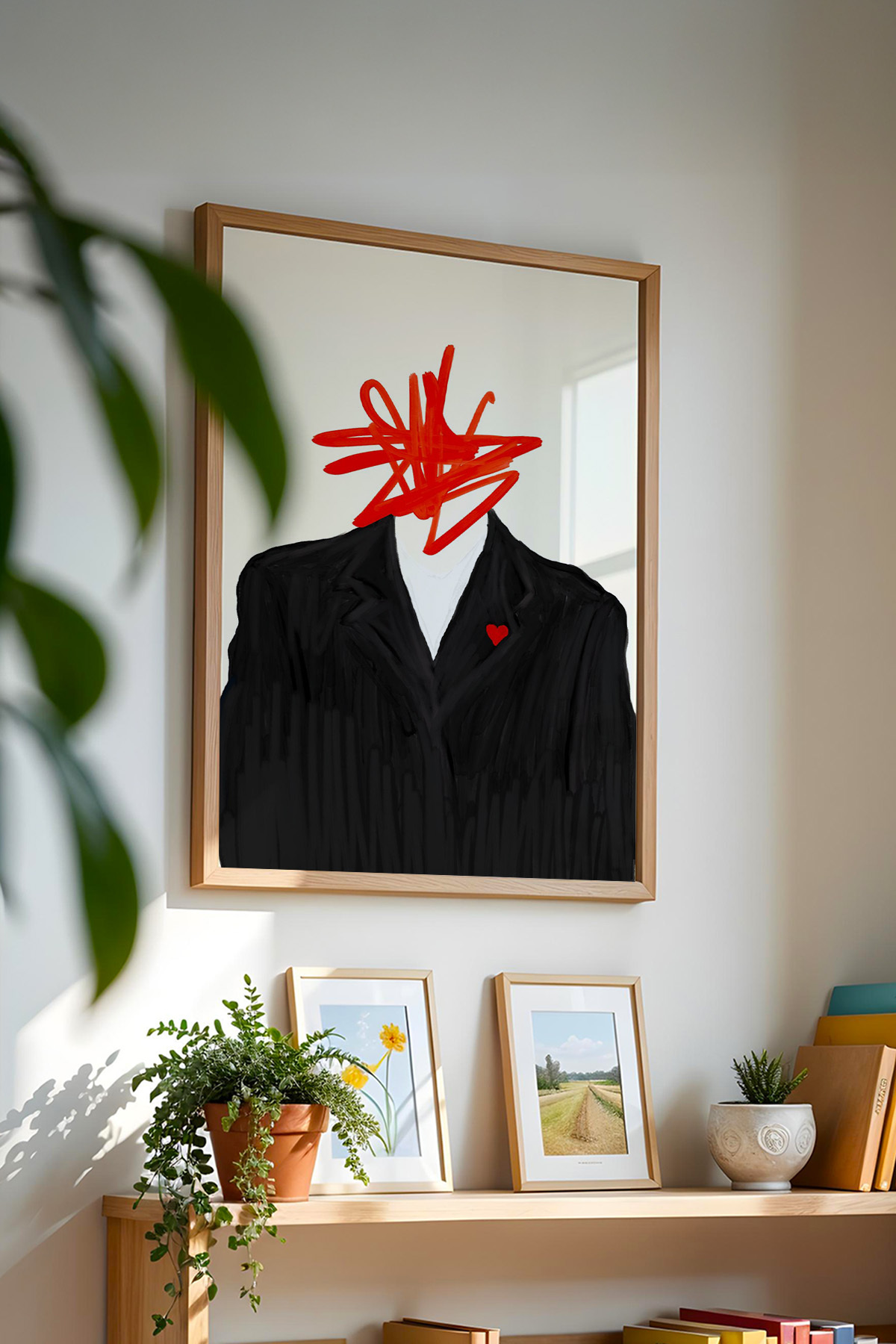 Soyut Portre Tablo Modern Sanat Poster Kırmızı Figür Duvar Dekoru Çerçevesiz