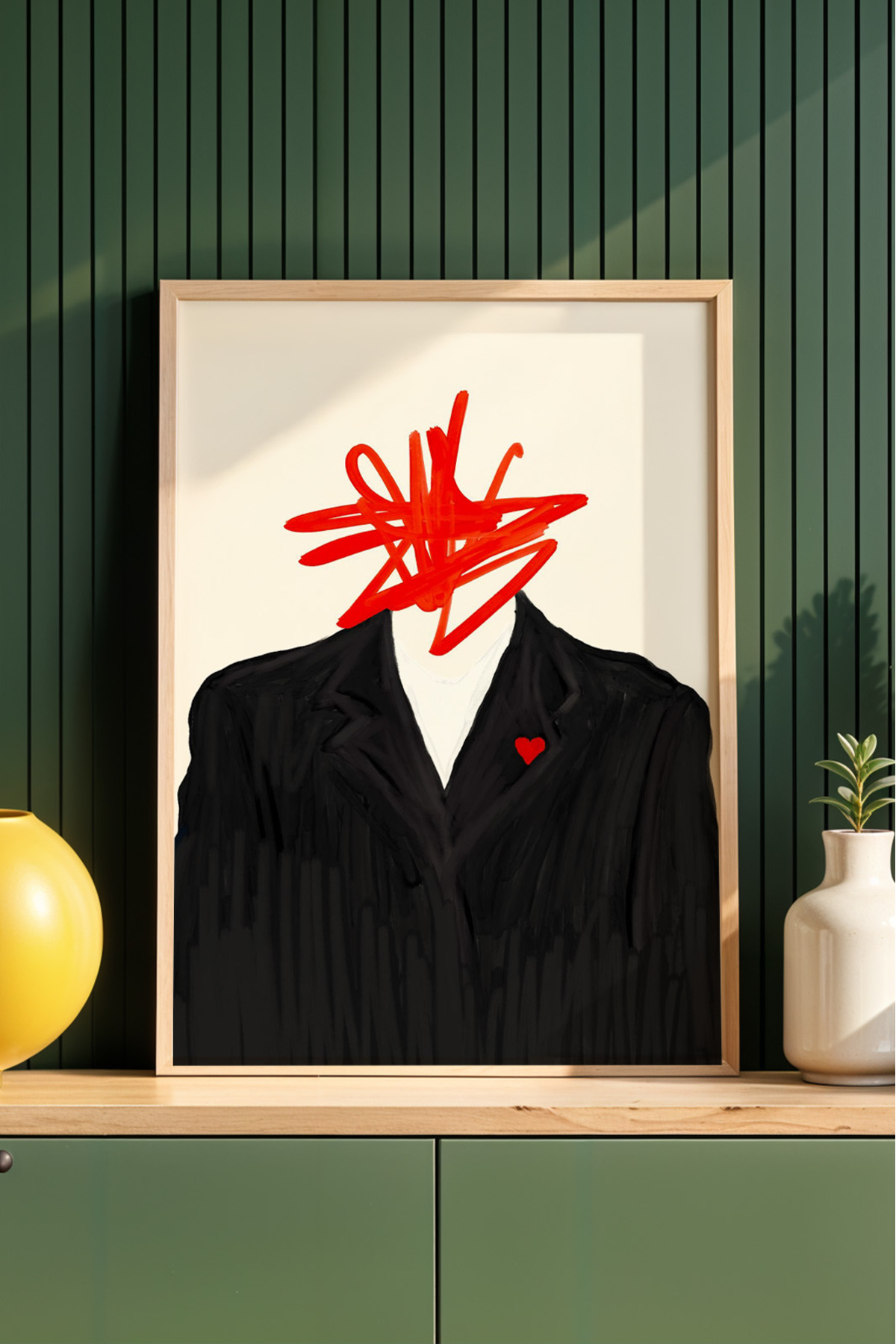 Soyut Portre Tablo Modern Sanat Poster Kırmızı Figür Duvar Dekoru Çerçevesiz