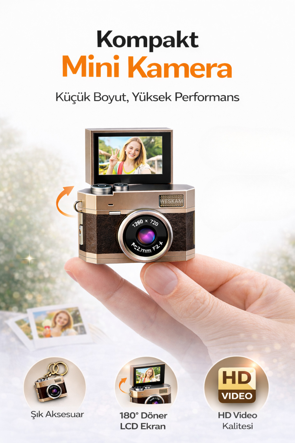 Mini Digital Photo And Video Camera 48MP +1080P With Rotating Lcd Screen+Flash 128Gb Memory Card Supported