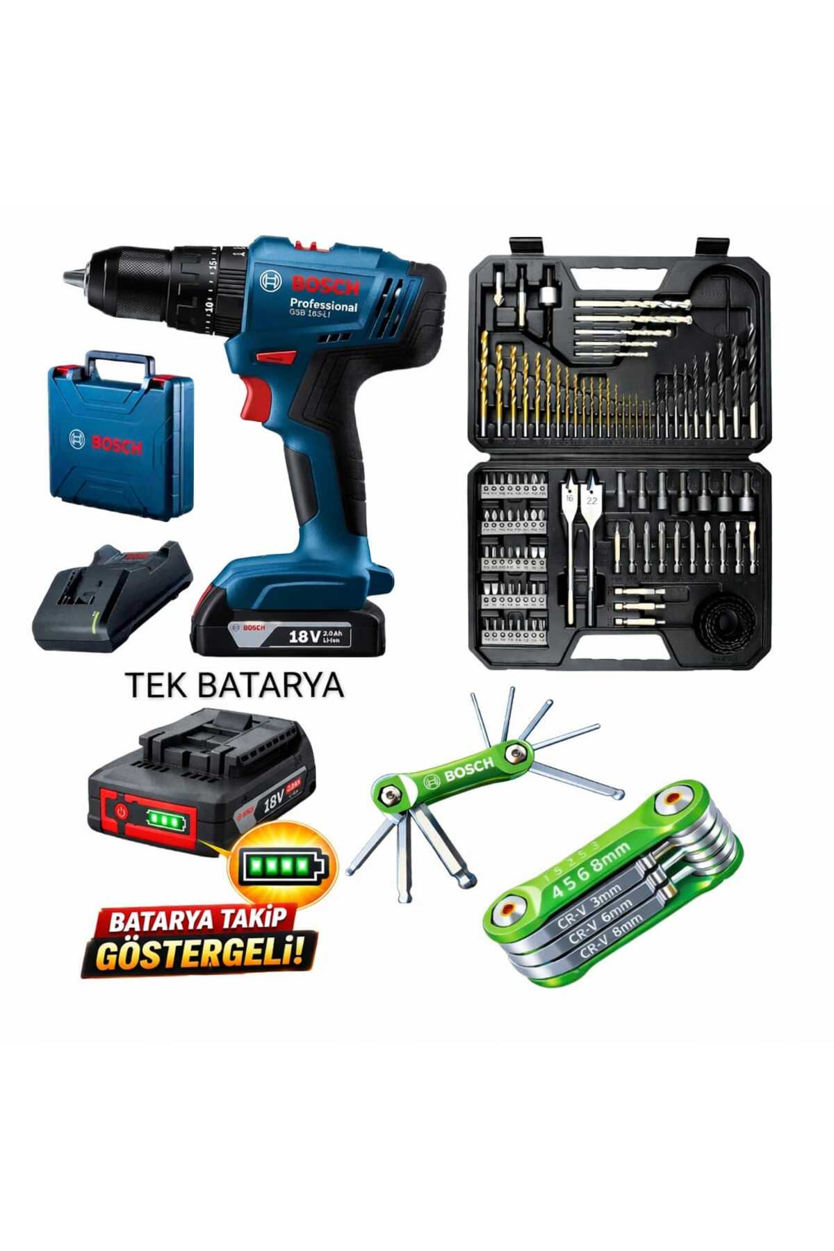 Bosch Gsb 183 Li Darbeli Tek Akülü Vidalama ,Bosch V-Line 103