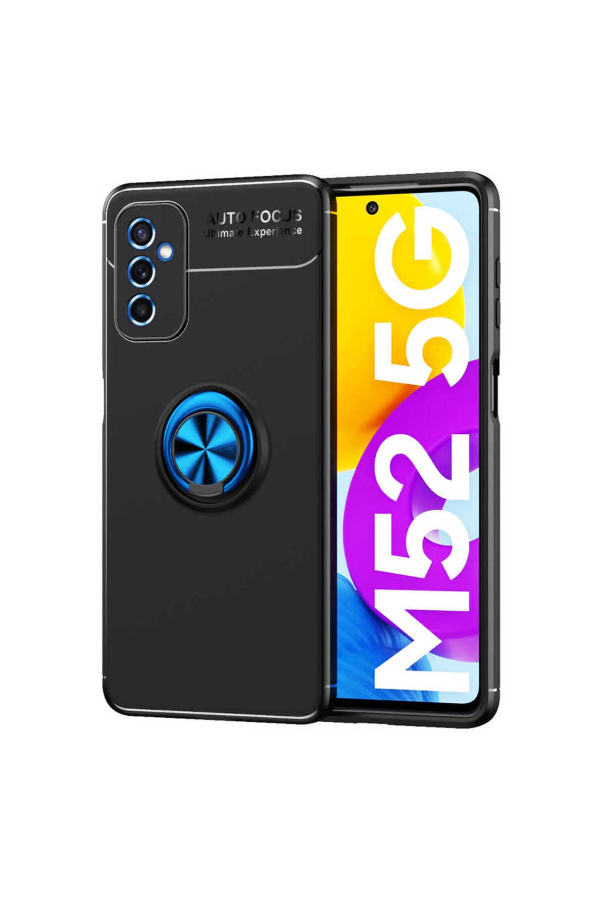 Galaxy M52 Kılıf TGCO Ravel Silikon Kapak - Siyah-Mavi