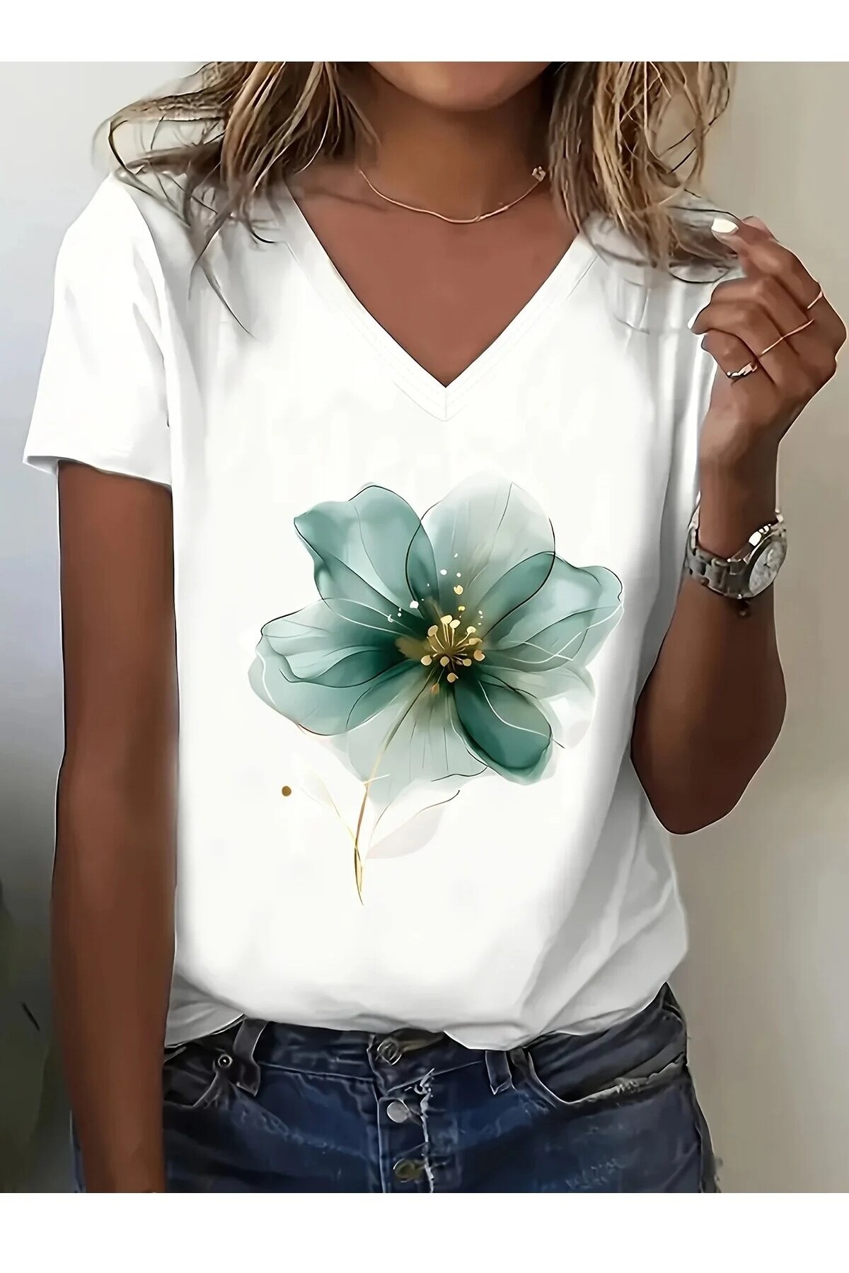 H&GHAMLEGİYİM Μπλουζάκι με στάμπα. Κοντομάνικο καλοκαιρινό & ανοιξιάτικο casu...