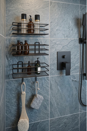 enthome Yapışkanlı Kancalı 3 Adet 3 Katlı Banyo ve Mutfak Düzenleyici Rafı Ma...
