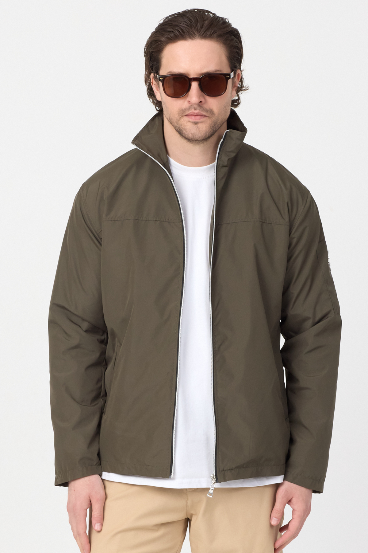 Tonny Black Erkek Haki Su Geçirmez Baharlık Kol Fermuar Detaylı Ceket