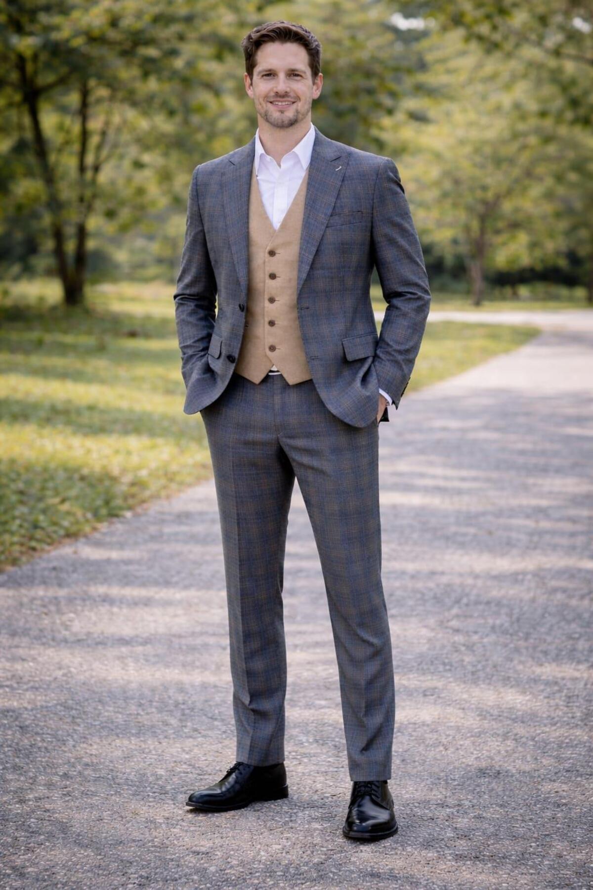 ALEXANDERGARDI Plaid Vest Suit