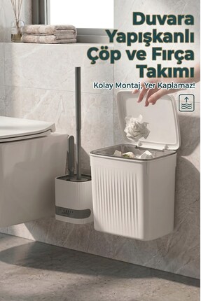 EFFE HOME Banyo Çöp Kovası ve Klozet Fırçası Duvara Yapıştırmalı