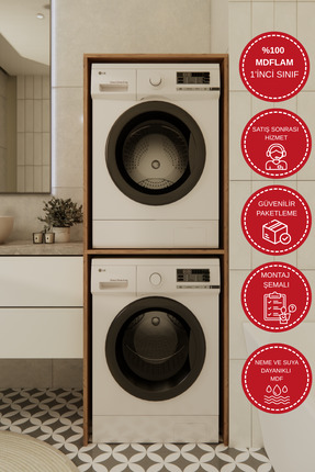 Odaco Çamaşır Makinesi Dolabı Kurutma Makinesi Dolabı Banyo Dolabı %100 MDFLAM