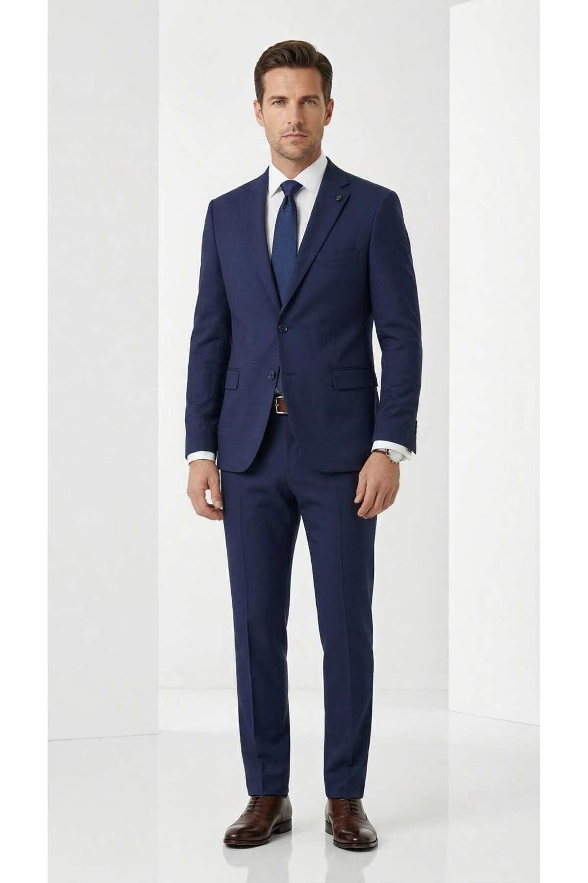 Plus Scorpion Erkek Klasik 2’li Takım Elbise 2 Düğmeli Slim Fit Esnek Kumaş Çift Yırtmaçlı 7 Drop