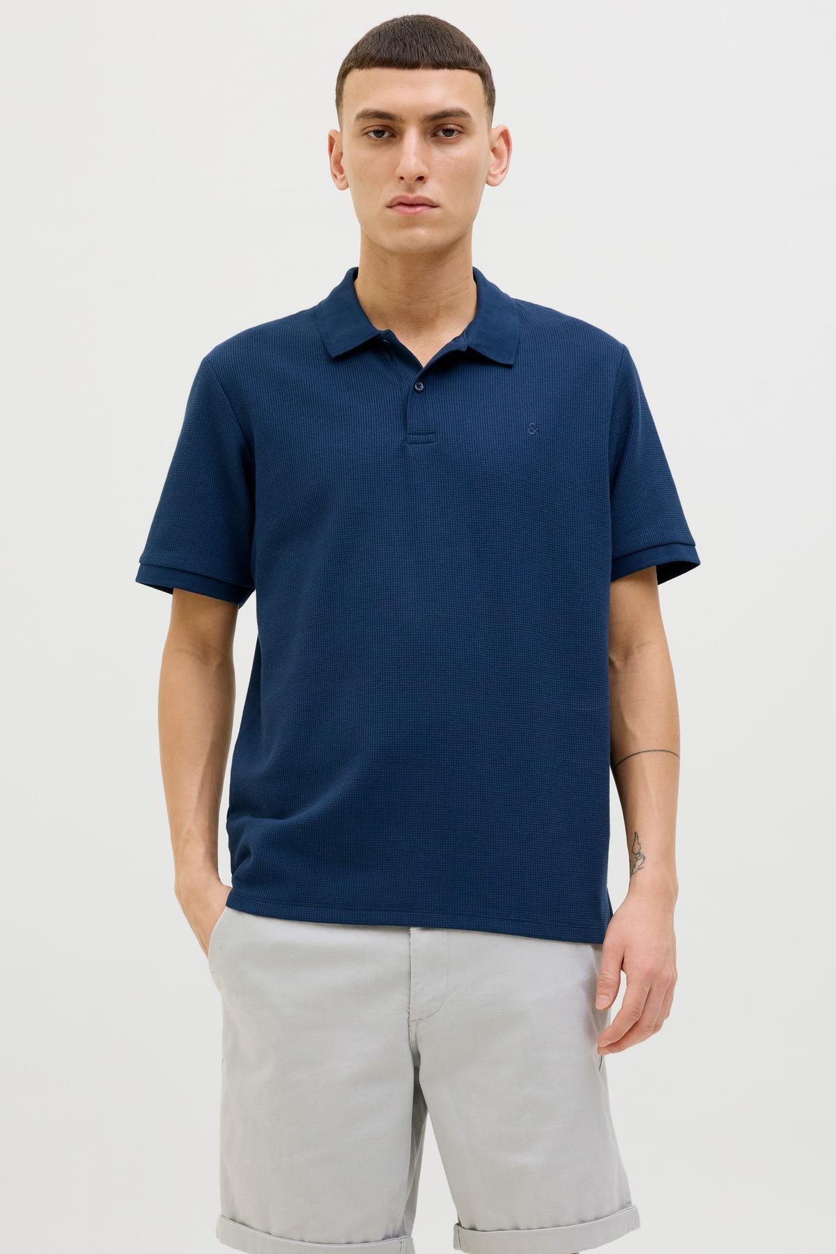 Jack & Jones Jack Jones Jjeaustın Polo Ss Noos Men's Navy Blue Tshirt 12268130-04