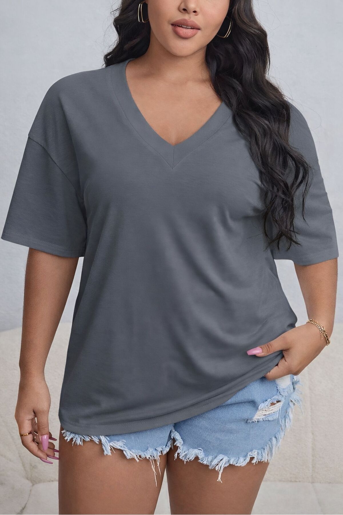 V-NECK OVERSİZE TEE 4VQ1