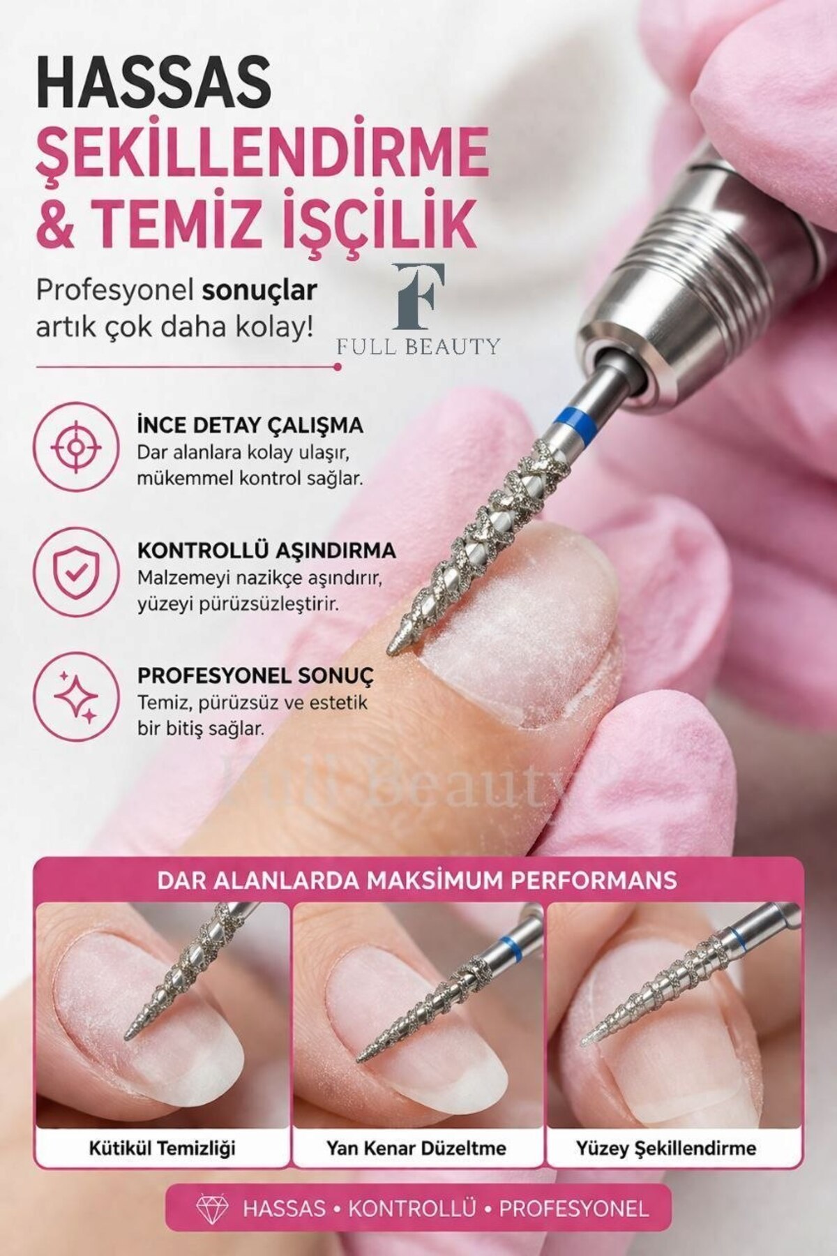 Tornado Alev Uç 2.0 mm Elmas Freze Ucu Protez Tırnak Kalıcı Oje Çıkarma Ucu Sivri ve Küt Seçenekleri — آبی 65324 — تصویر 3 از 6