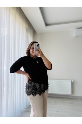 SUERA BUTİK BEYAZ MODAL ALTI DANTELLİ BLUZ