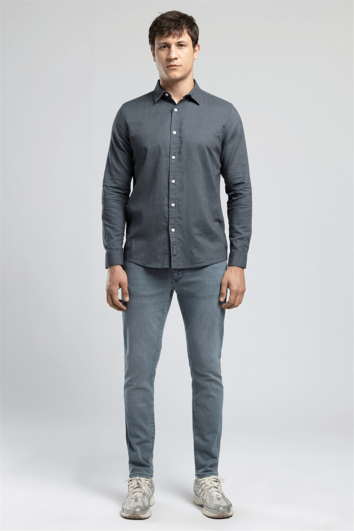 Lee Cooper Regular Fit İndigo Erkek Gömlek 262 LCM 241002 KETSA