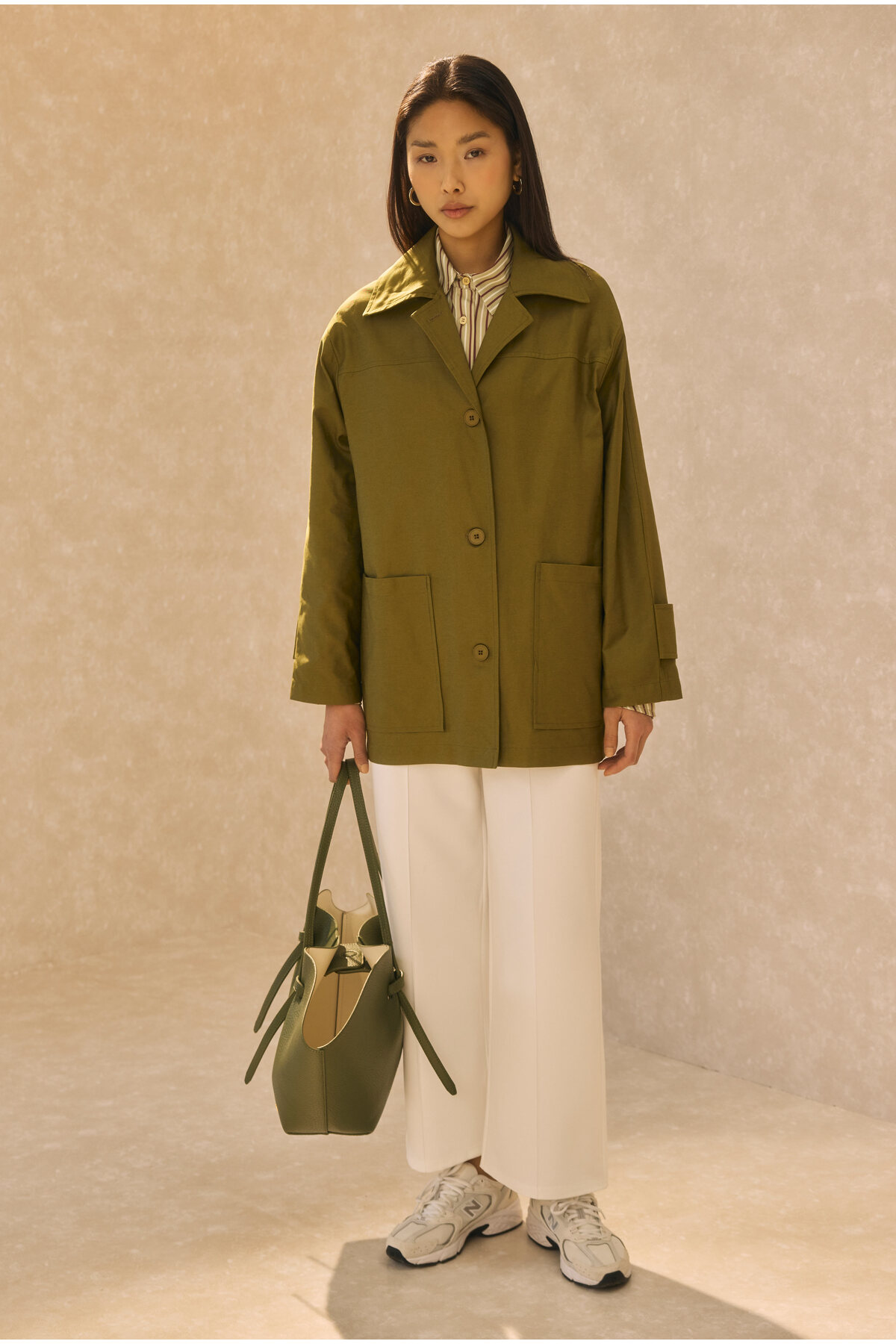 HEQA Basic Gabardin Ceket Yağ Yeşili görsel 4