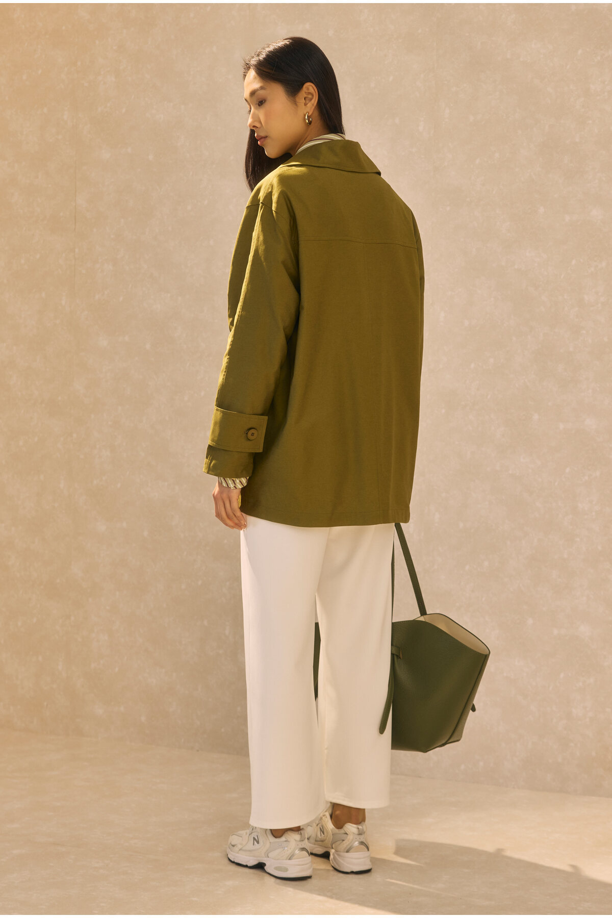 HEQA Basic Gabardin Ceket Yağ Yeşili görsel 5