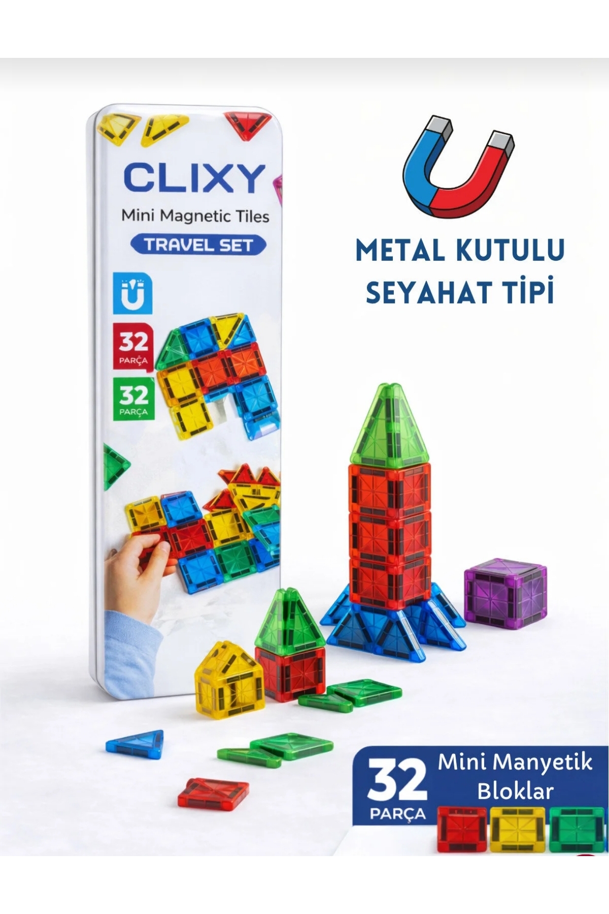 BLAME ITS MARX社　4体セット NB market Manyetik blok 32 parça metal kutulu yap boz puzzle