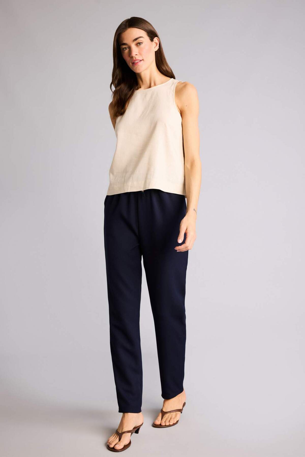 DeFacto Slım Fit Yüksek Bel Jogger Paça Pantolon H8464AX26SM görsel 2