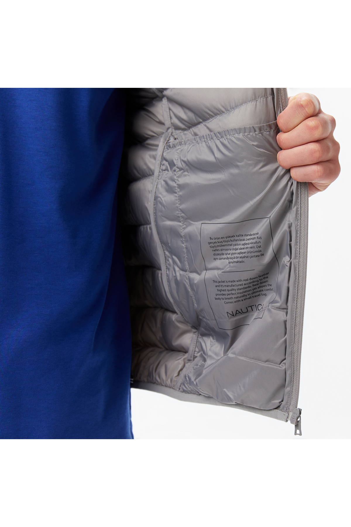 Nautica Erkek Gri Regular Fit Su İtici Kaz Tüyü Yelek görsel 6