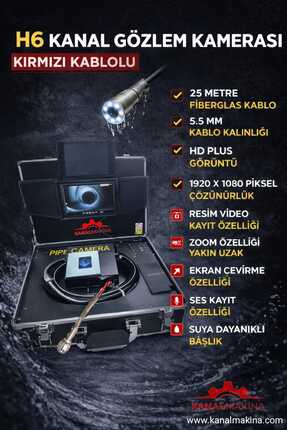 Kanal Makina Kanal Gözlem Kamerası H6 Kırmızı Kablo