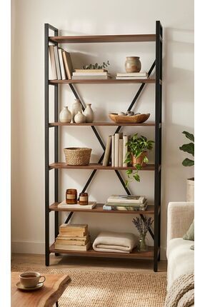 UYKULA 180x90 Metal Kitaplık- 5 Raflı Ekonomik Modern Ev Ofis Kitaplığı