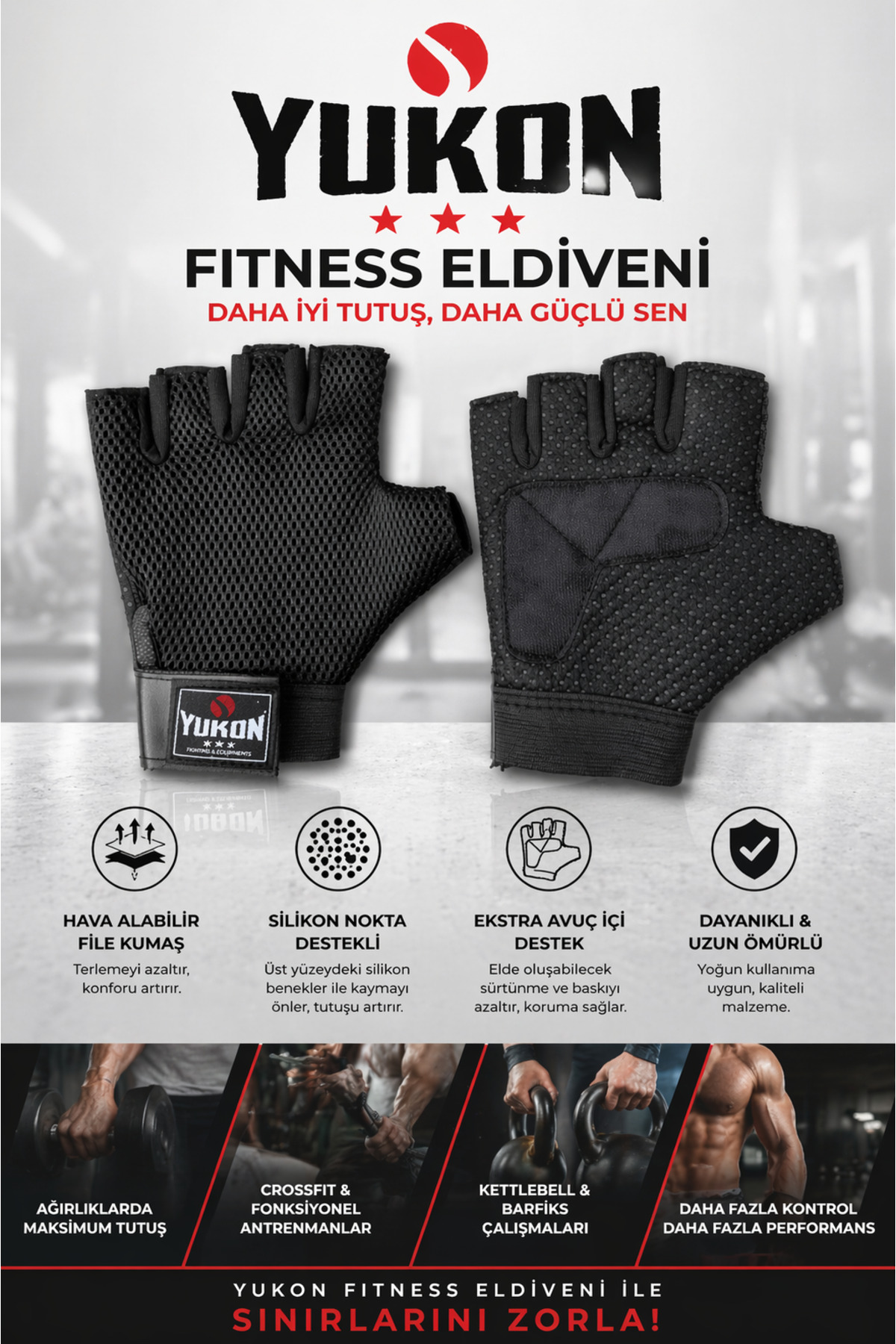 Yukon Air Fitness Eldiveni Body Eldiveni Ağırlık Eldiveni Kesik Parmak Spor Eldiveni