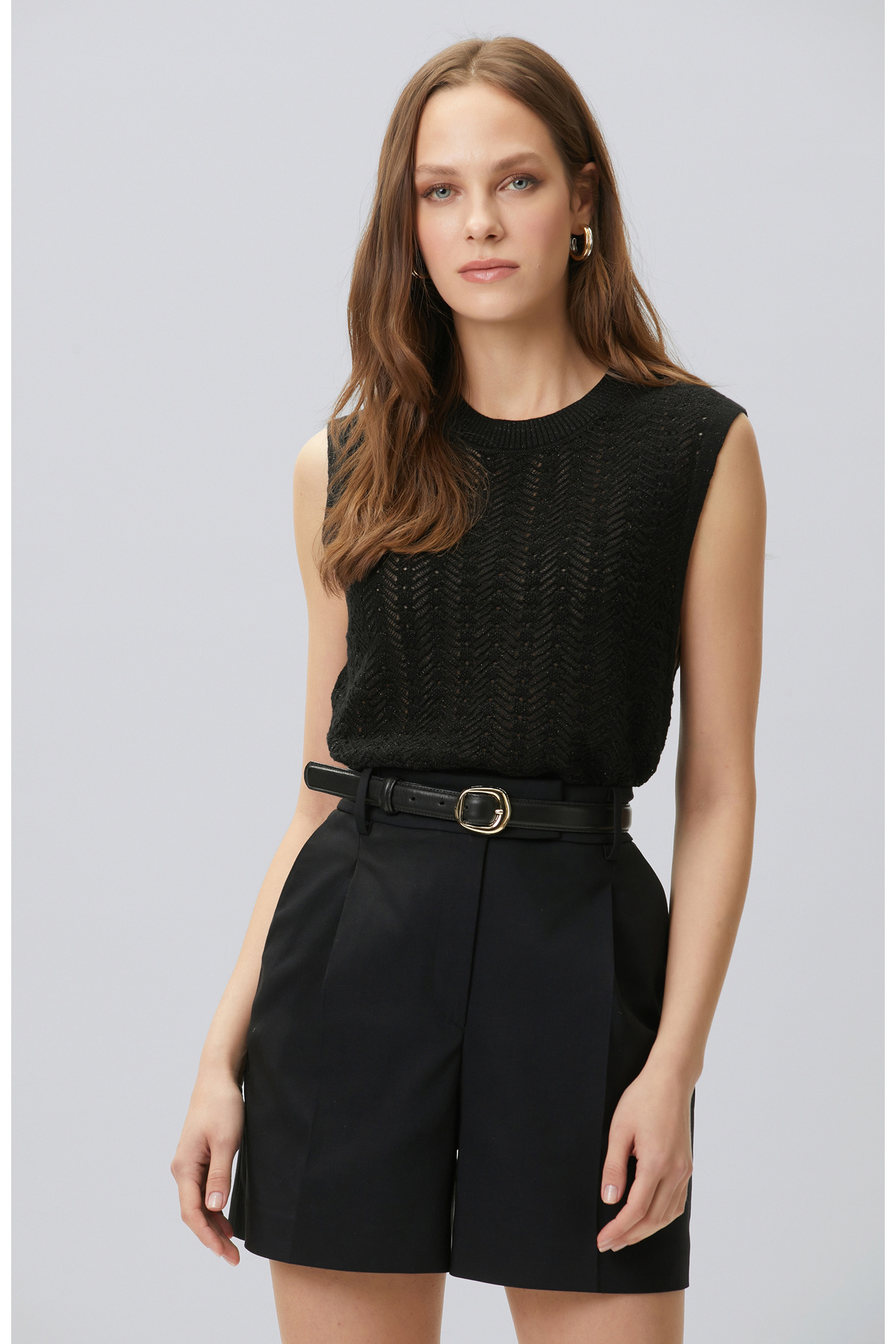 Black Wide Opaque Knit Sweater