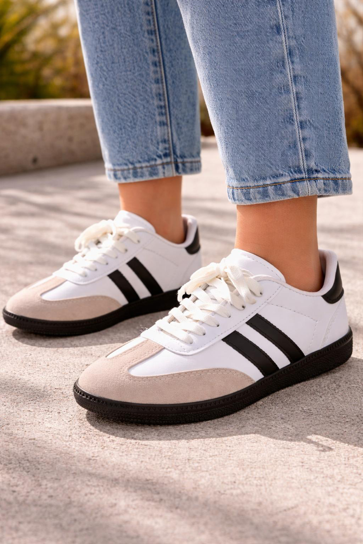 FLY STEP Unisex Stil Şık Rahat Hafif Günlük Yandan Şeritli Bağcıklı Yürüyüş Koşu Sneaker Spor Ayakkabı görsel 2