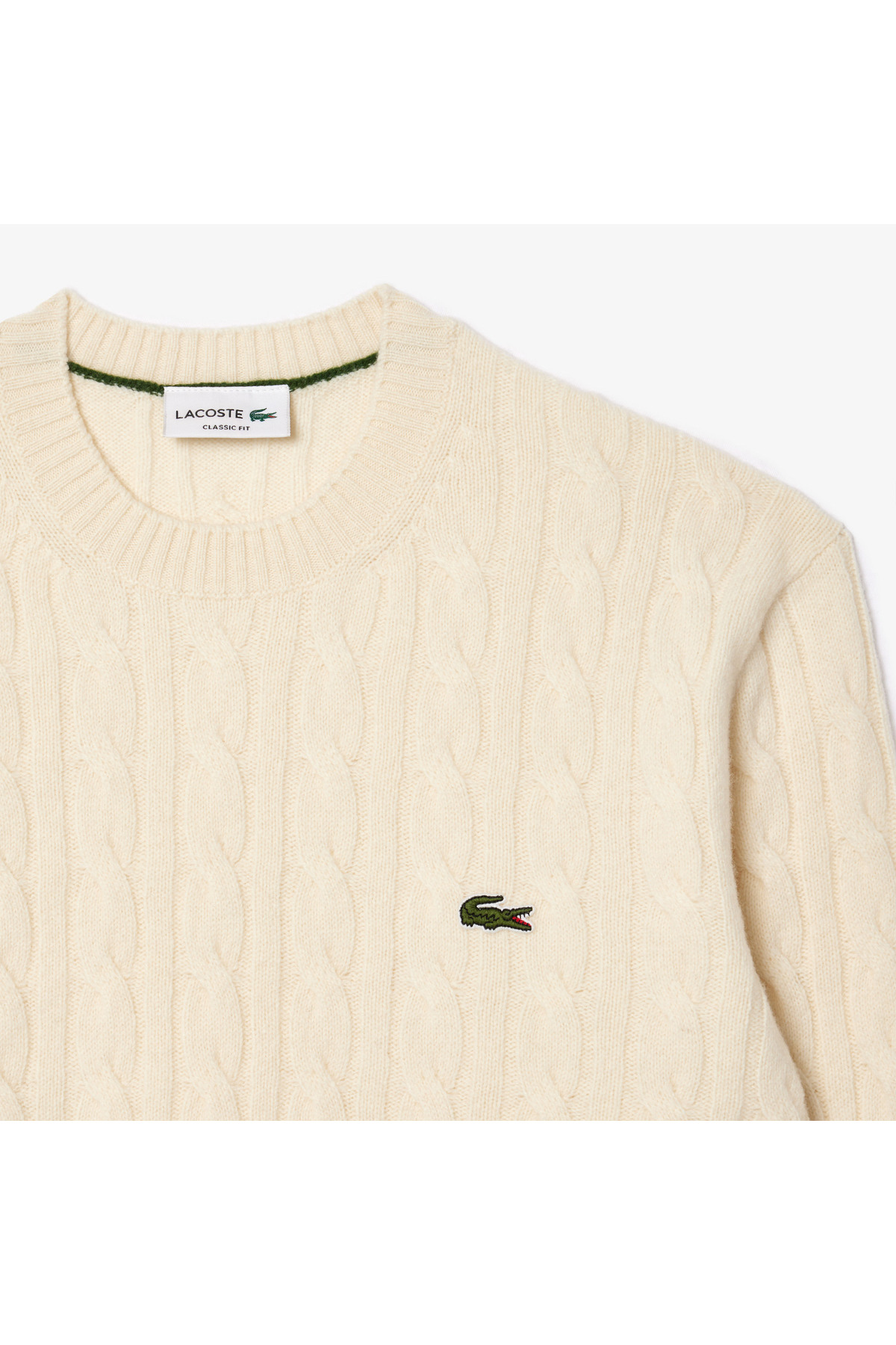 Erkek Classic Fit Bisiklet Yaka Desenli Krem Yün Kazak — کرم AH2924 — تصویر 6 از 6