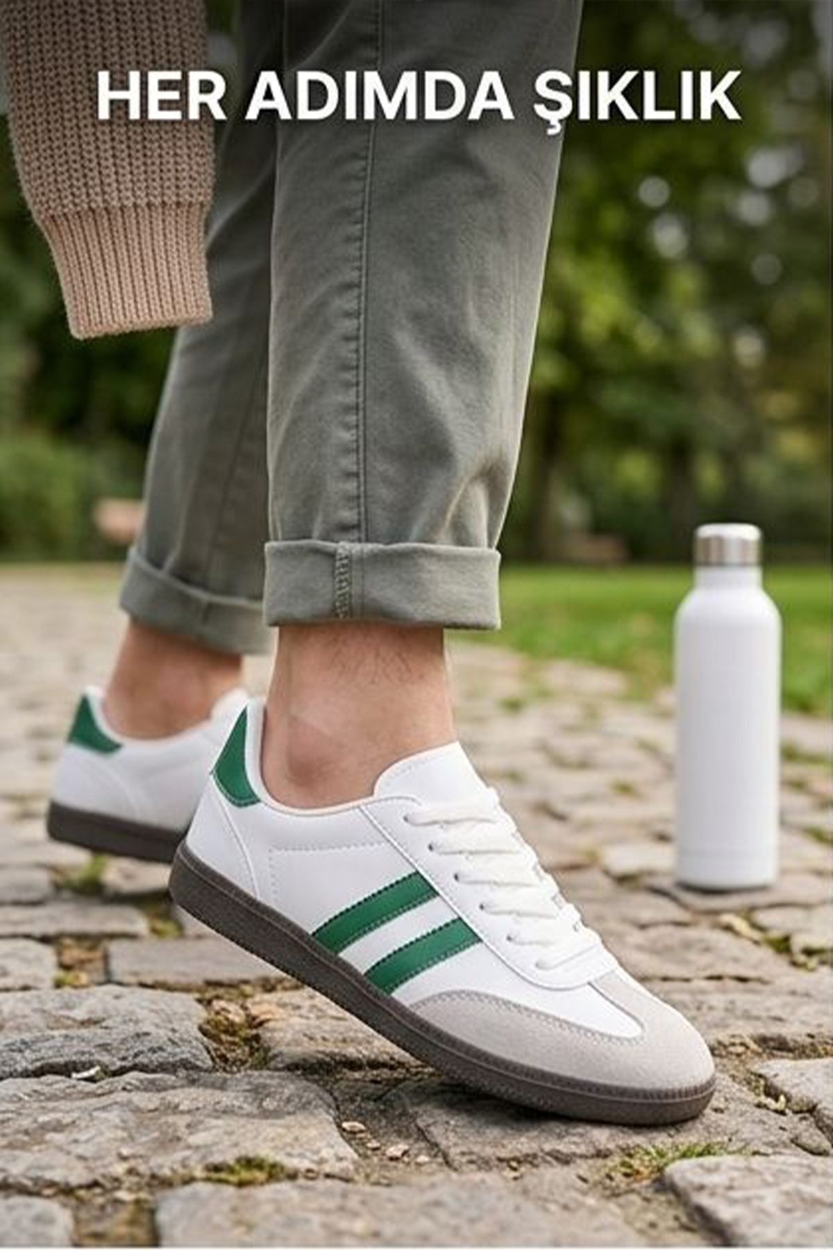 Unisex Stil Şık Rahat Hafif Günlük Yandan Şeritli Bağcıklı Yürüyüş Koşu Sneaker Spor Ayakkabı — سفید FLY-2Bant — تصویر 2 از 5
