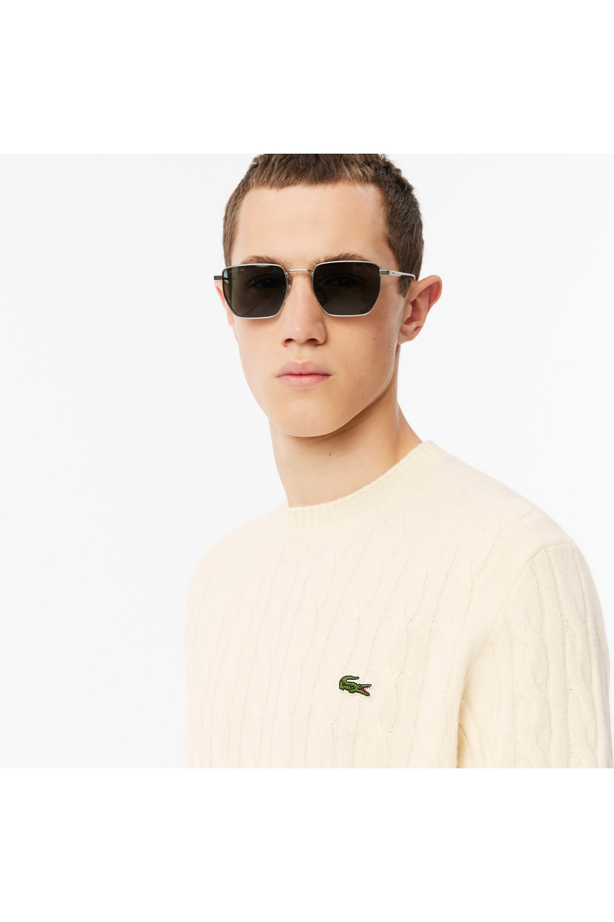 Erkek Classic Fit Bisiklet Yaka Desenli Krem Yün Kazak — کرم AH2924 — تصویر 2 از 6