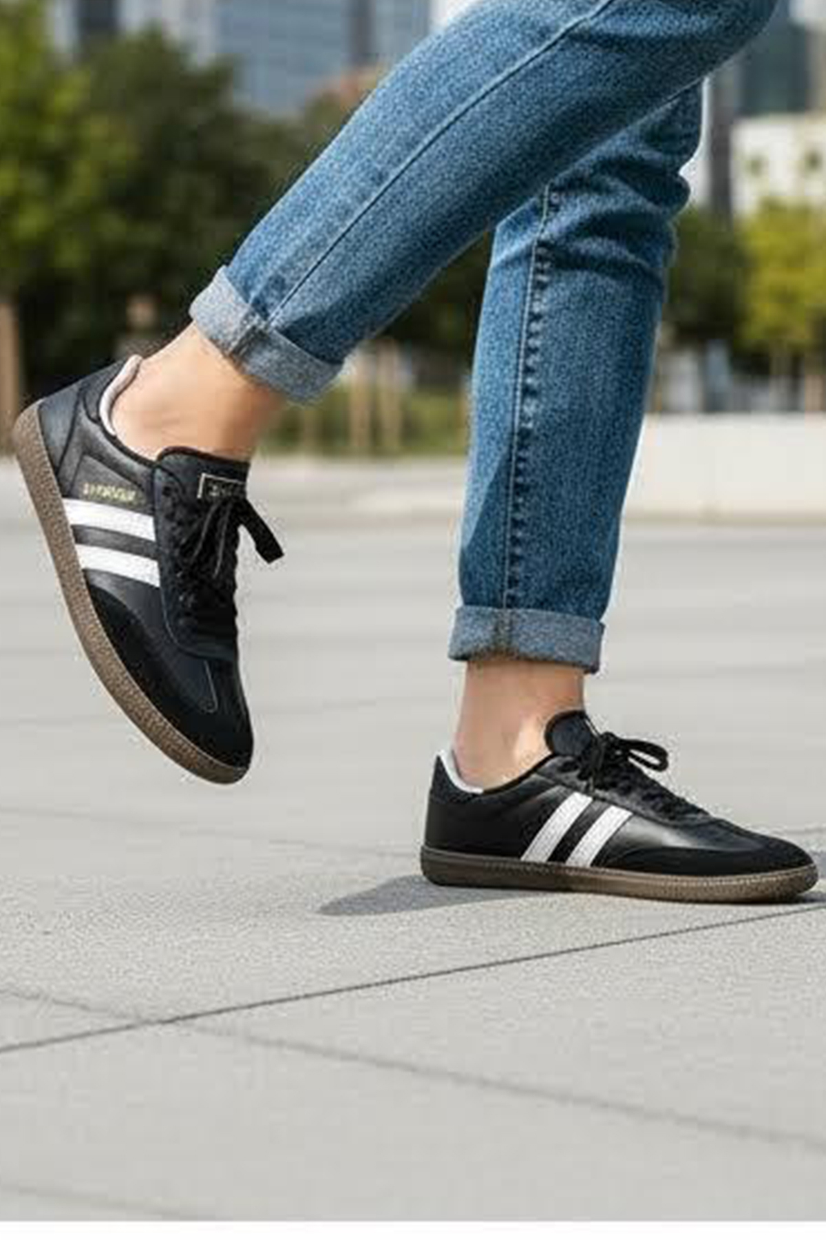 FLY STEP Unisex Stil Şık Rahat Hafif Günlük Yandan Şeritli Bağcıklı Yürüyüş Koşu Sneaker Spor Ayakkabı görsel 2