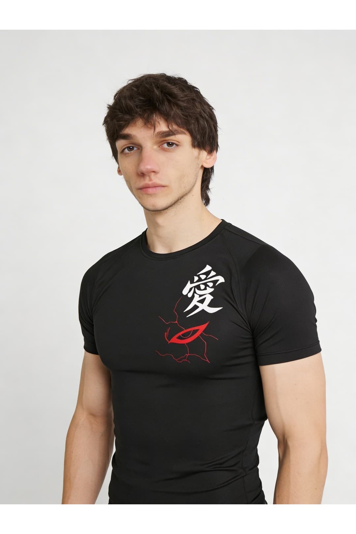 Yokedwear Gaara Compression Dar / Slim Bisiklet Yaka Tişört siyah Unisex Genç görsel 3