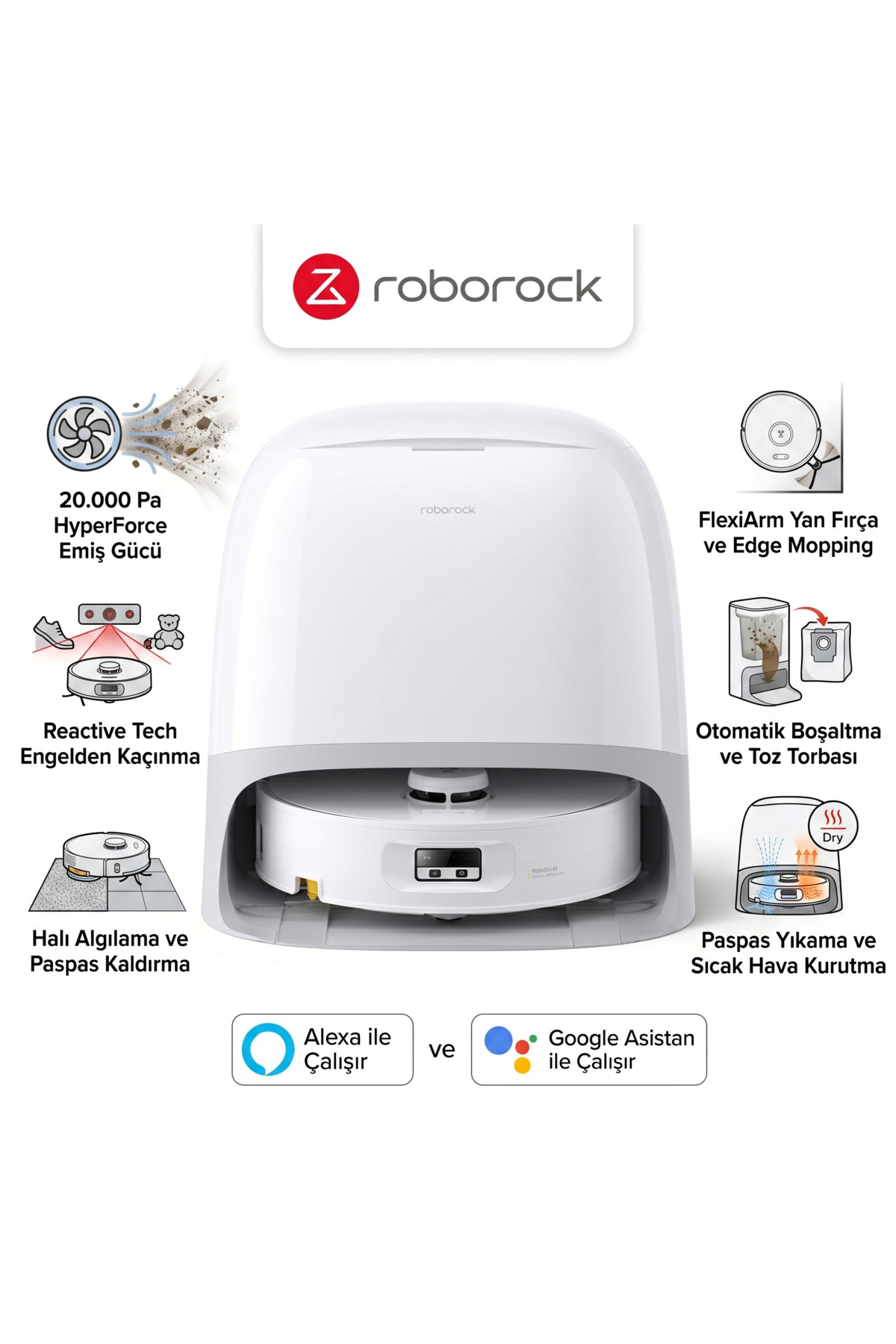Roborock Curv Flow Robot Süpürge 20000pa HyperForce EmişGücü