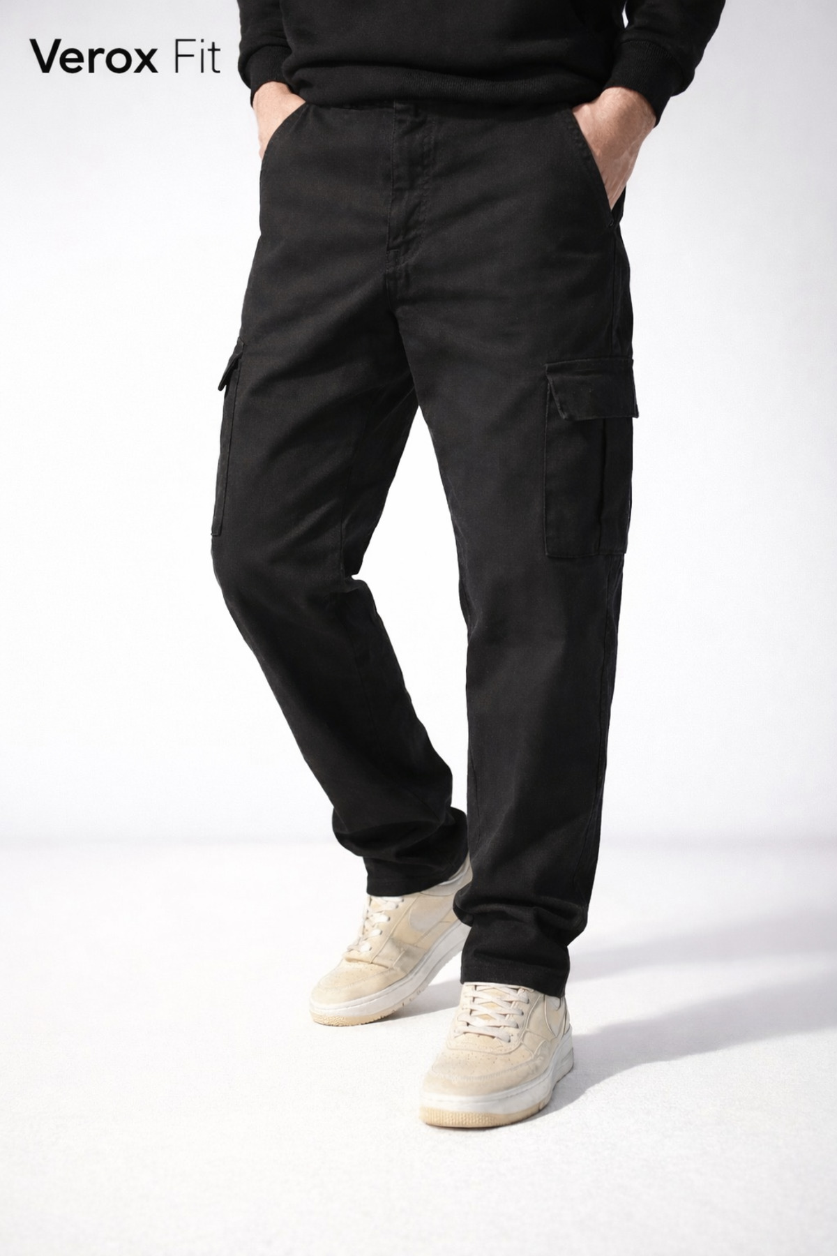 Verox Fit Erkek Kargo Cepli Rahat Kesim Pantolon — مشکی VXF-KRG-01 — تصویر 2 از 5