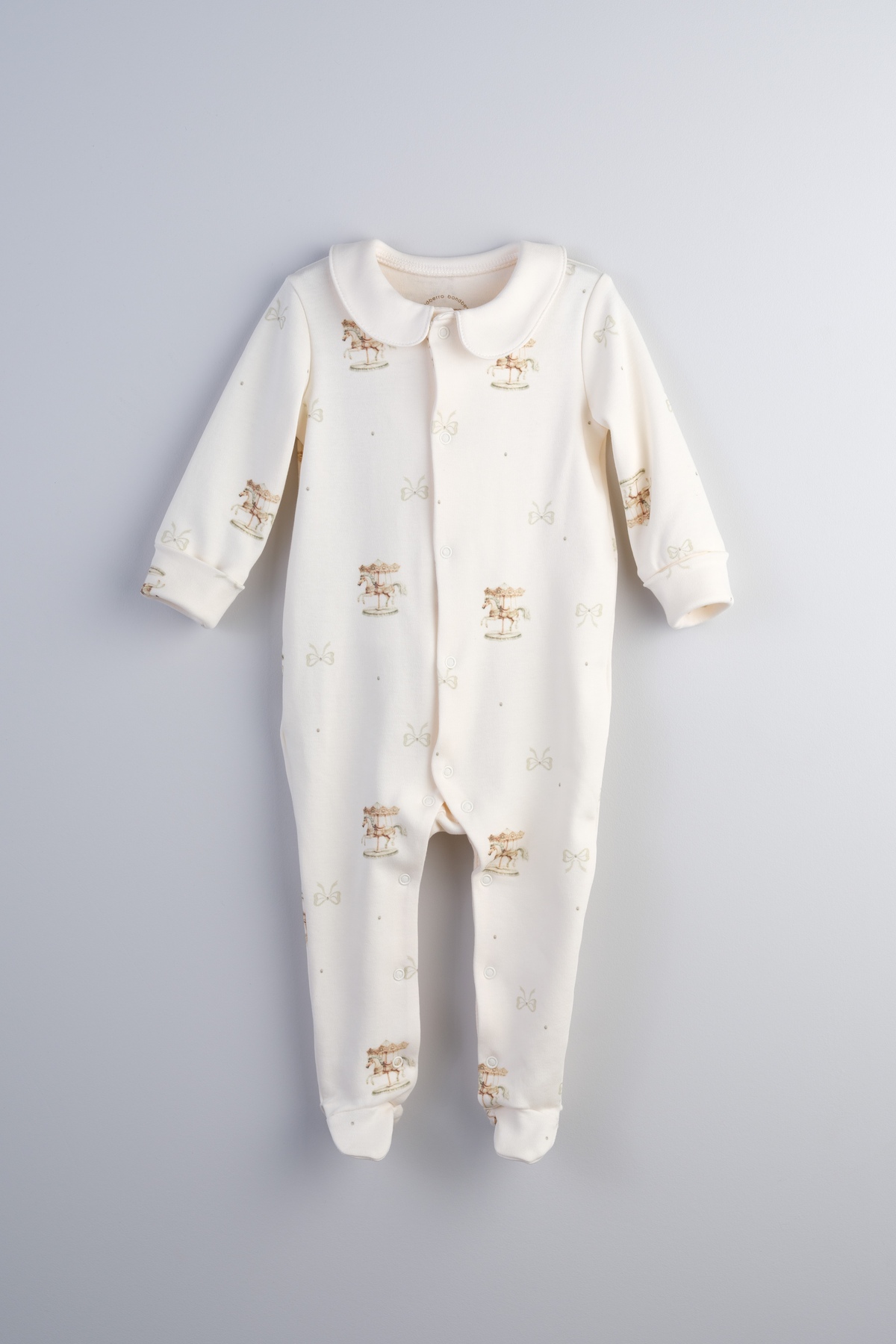 Bondberro Baby Collar Print Detailed Newborn and Baby Romper 100% Cotton (Carousel)