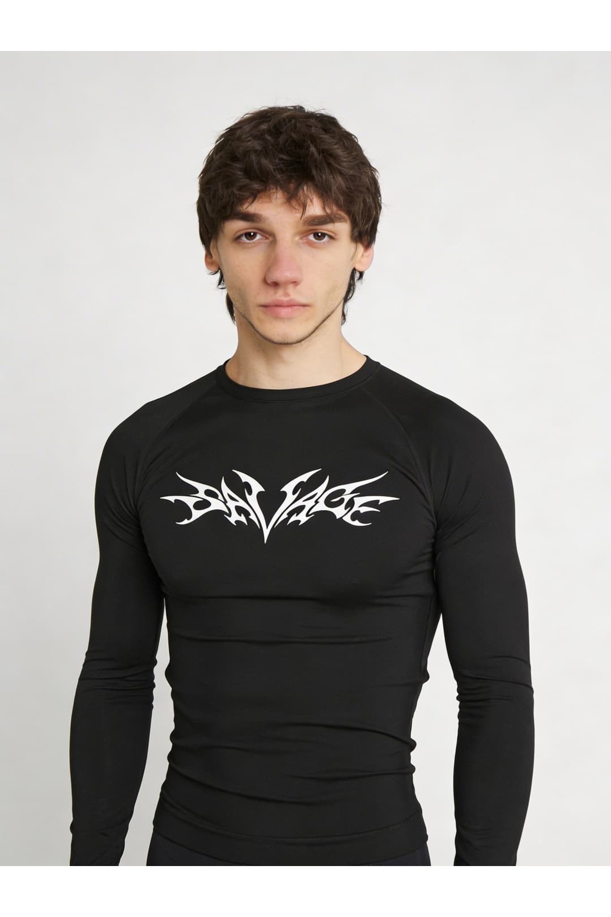 Yokedwear Savage Uzun Kollu Comporession Dar / Slim Bisiklet Yaka Tişört siyah