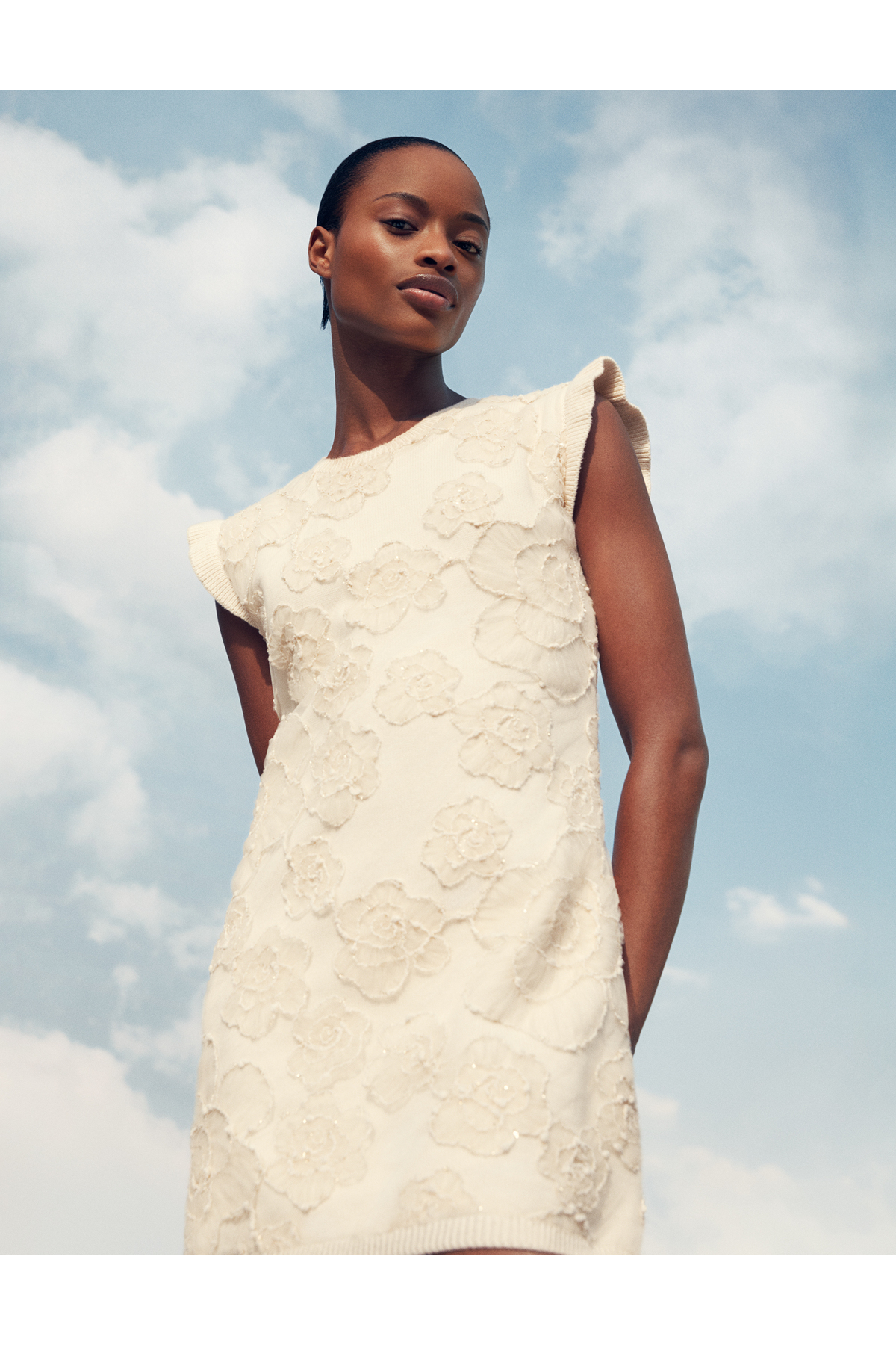 Marks & Spencer  Çiçek Desenli Dokulu Triko Mini Elbise