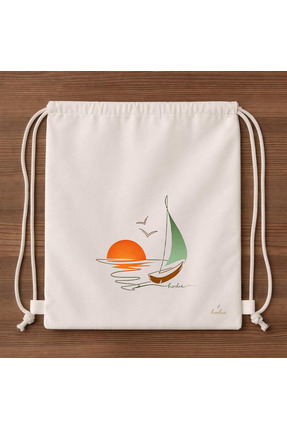 hodie collection Hodie Yelkenli Baskılı Büzgülü Sırt Çantası 40x45 cm 180 gr ...