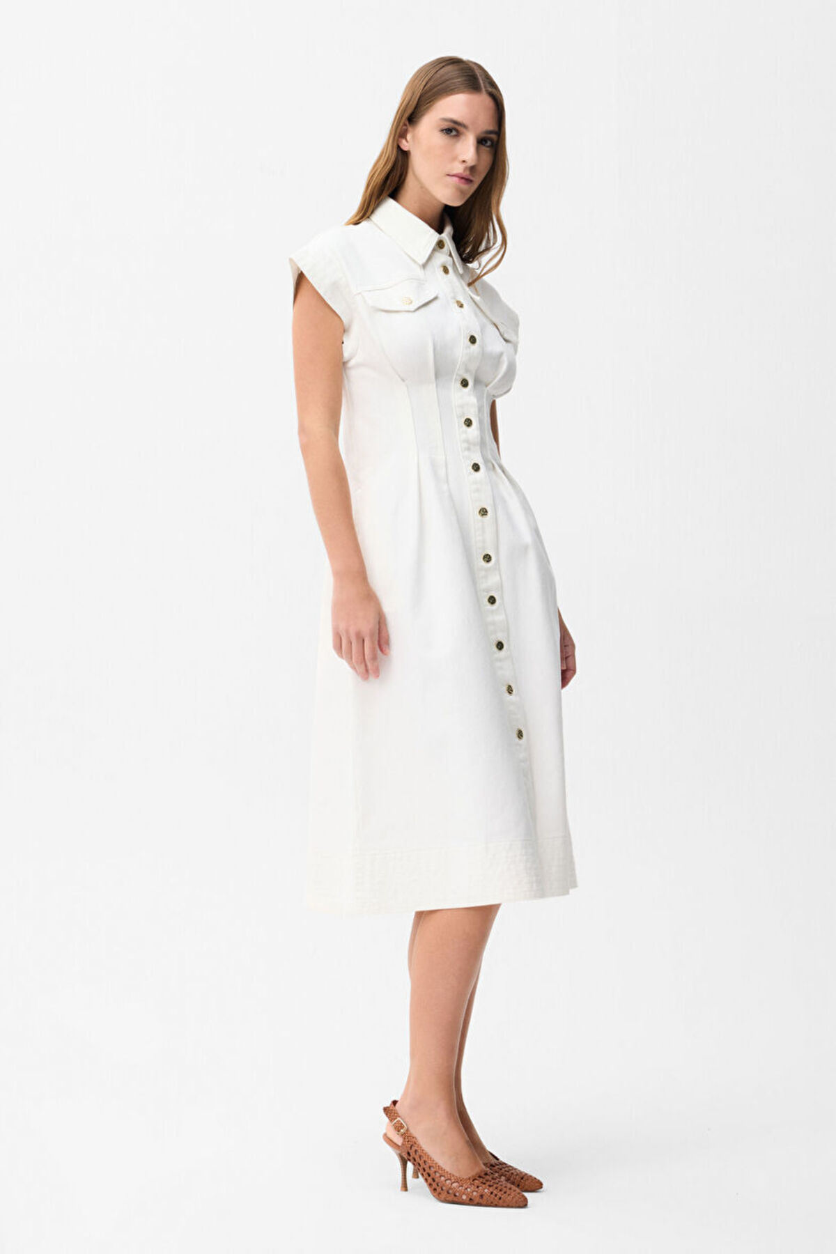 adL  Dikiş Detaylı Denim Elbise