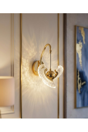 bella lighting Tasarım Crystal Wing Luxury Sarkıt Aplik 3 Renk Ledli Gold Sar...