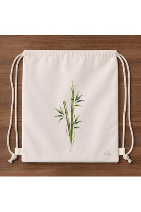 hodie collection Hodie Bamboo Baskılı Büzgülü Sırt Çantası 40x45 cm 180 gr Ka...