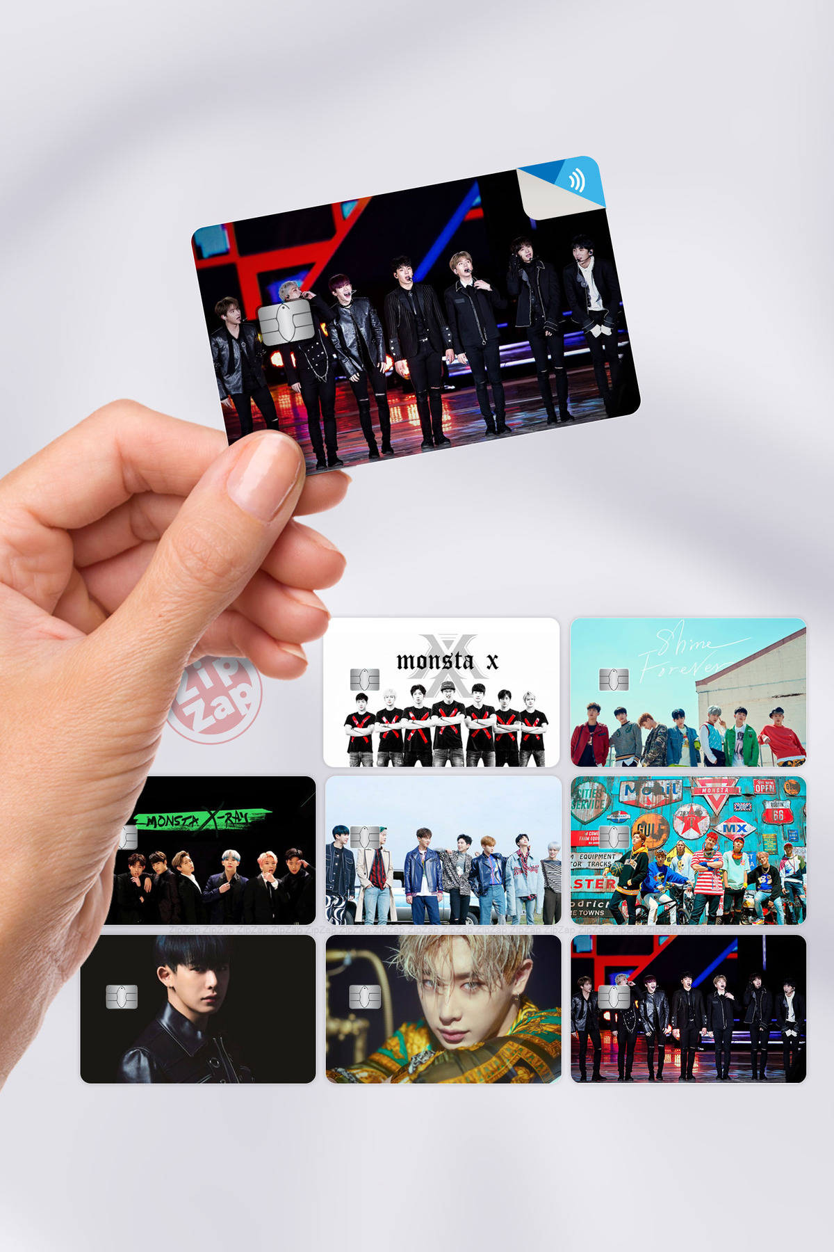 ZipZap Monsta X Kpop K-POP Kart Kaplama Yapışkanlı Folyo Sticker