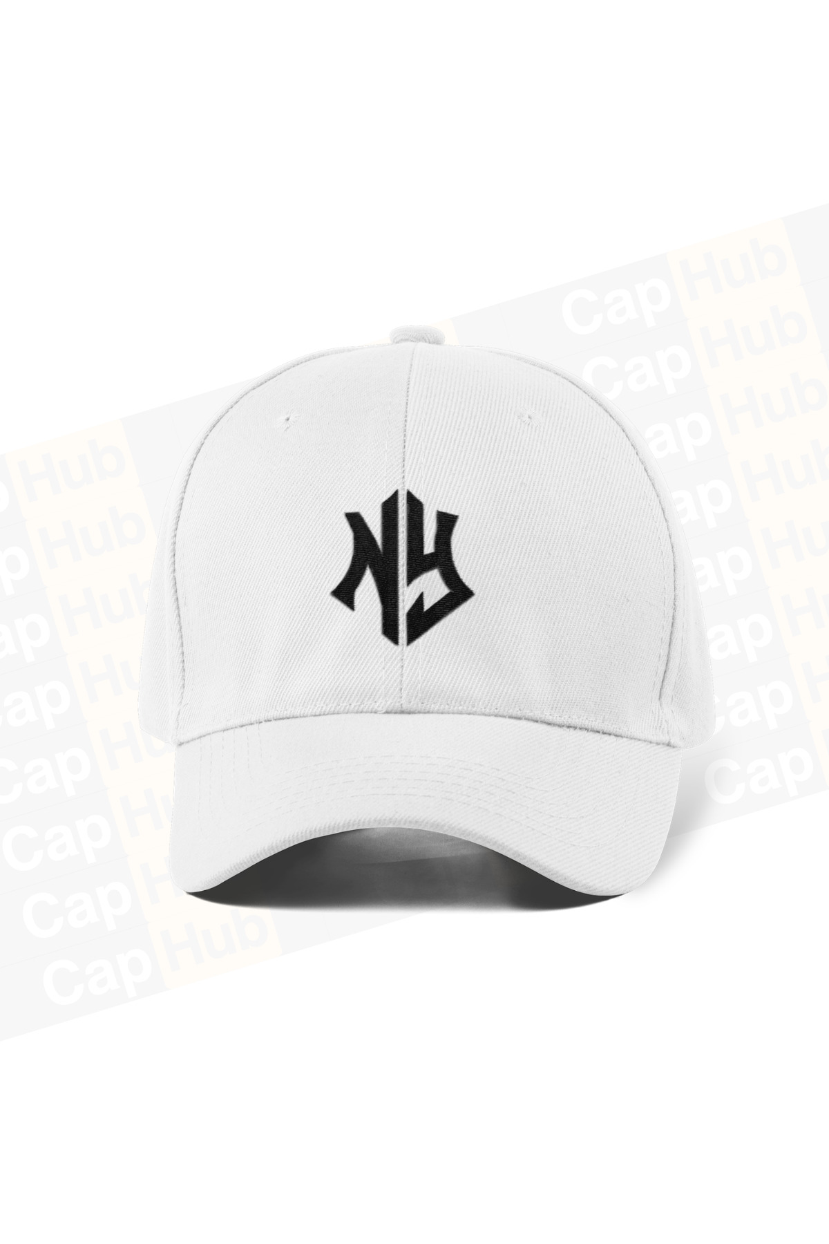CapHub Nakışlı Beyzbol Şapka - Beyaz Renk %100 Pamuk Gabardin Unisex Model Şapka