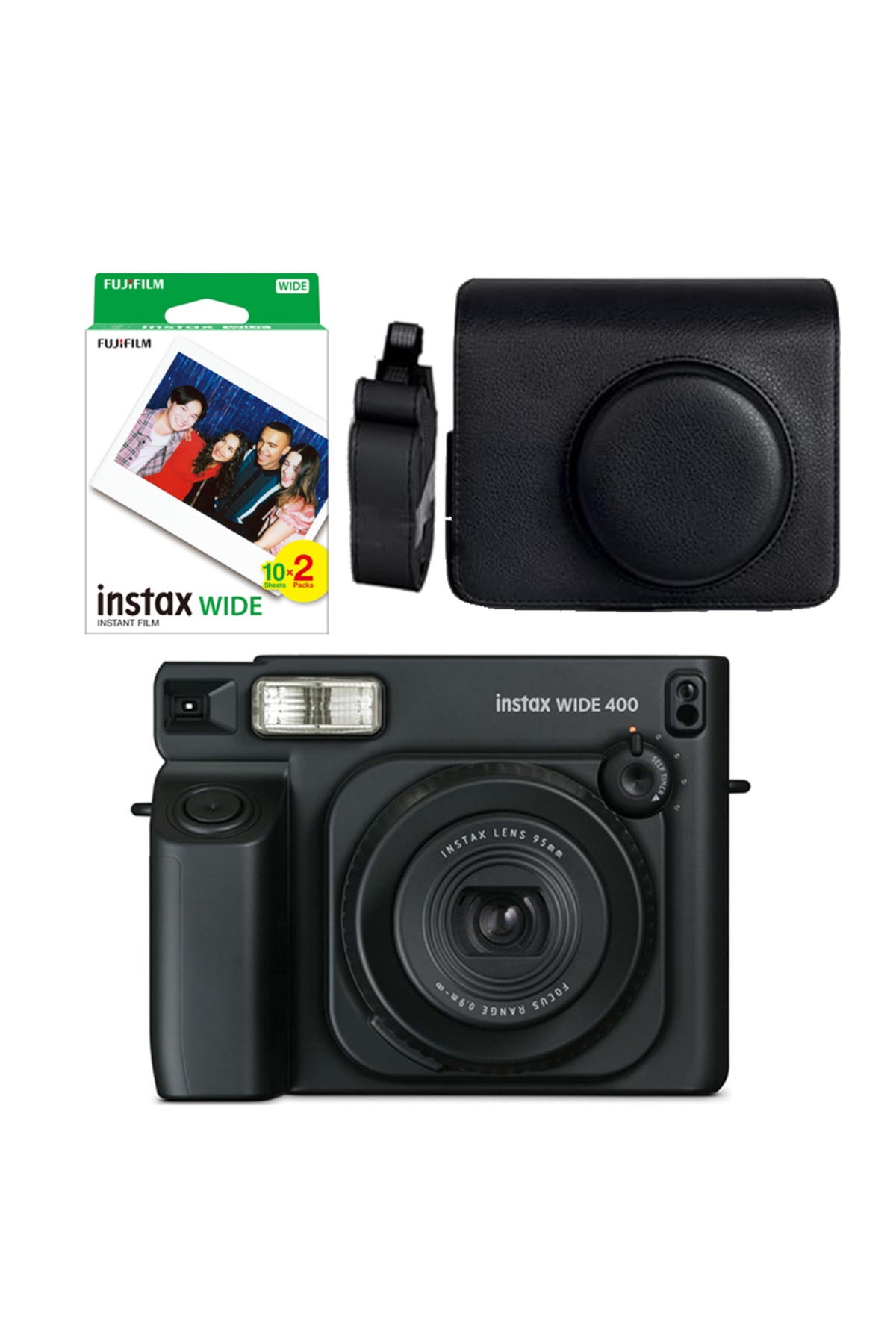 Fujifilm Instax Wide 400 Siyah Fotoğraf Makinesi ve 20'li Film ve Kılıf Hediye Seti