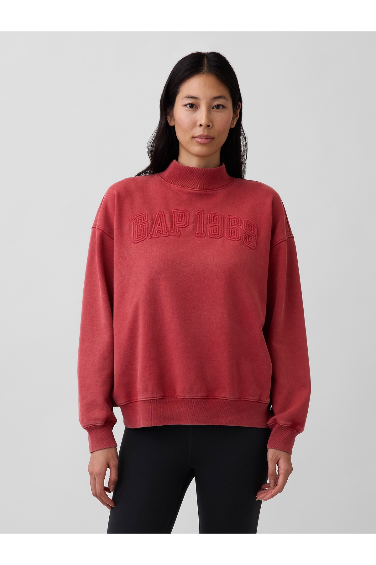GAP Kadın Kırmızı Heavyweight Fransız Havlu Kumaş Oversized