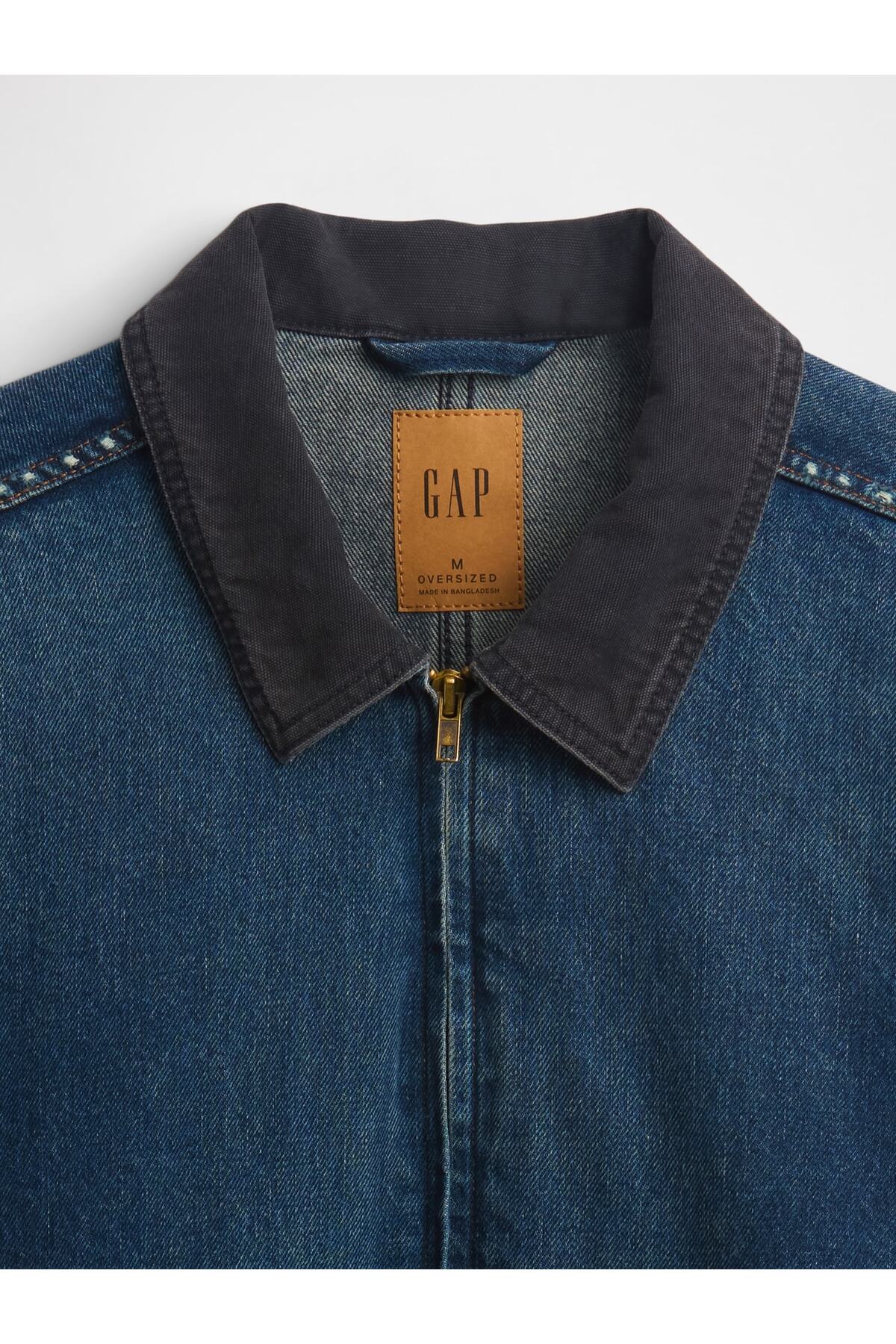 GAP Erkek Mavi Denim Workwear Ceket görsel 4