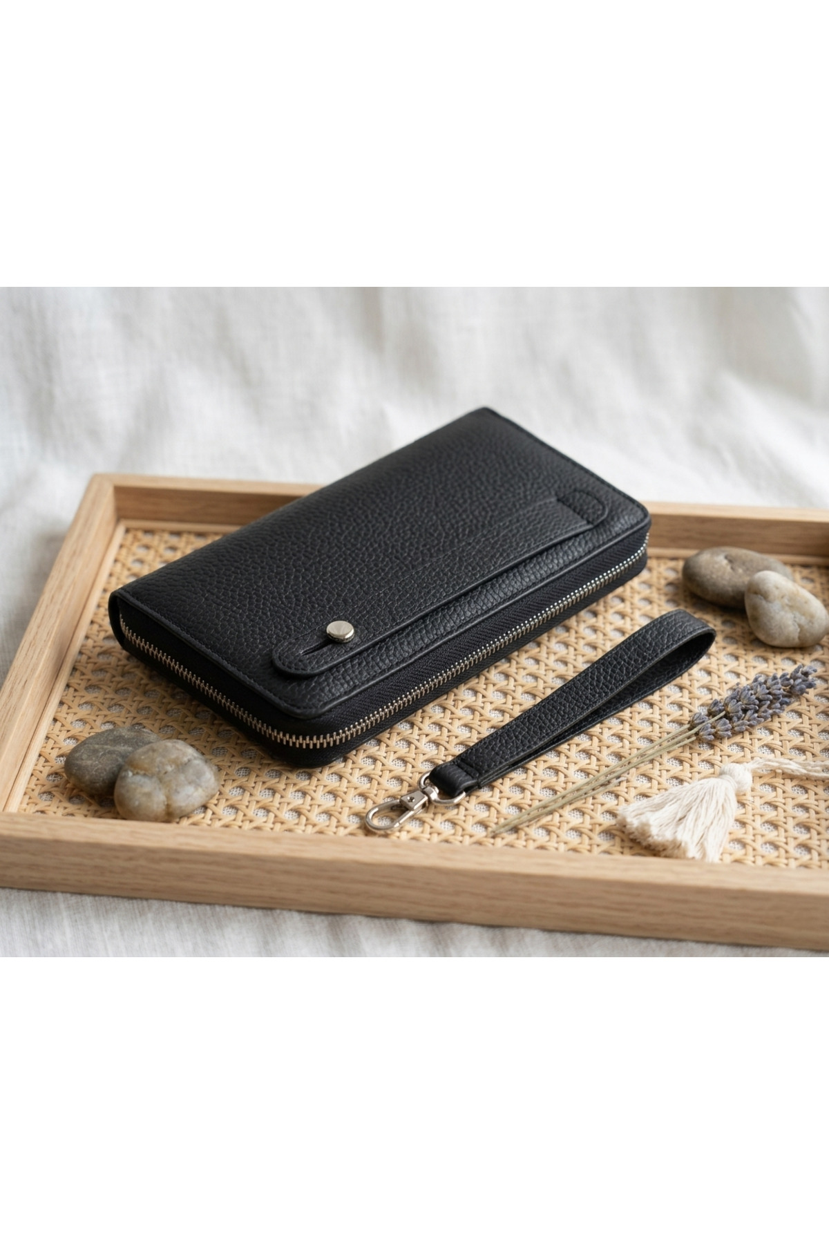 PASSTELL Unisex Metal Diş Fermuarlı Büyük Boy El Portföyü ve Telefon Koymalı Cüzdan görsel 2