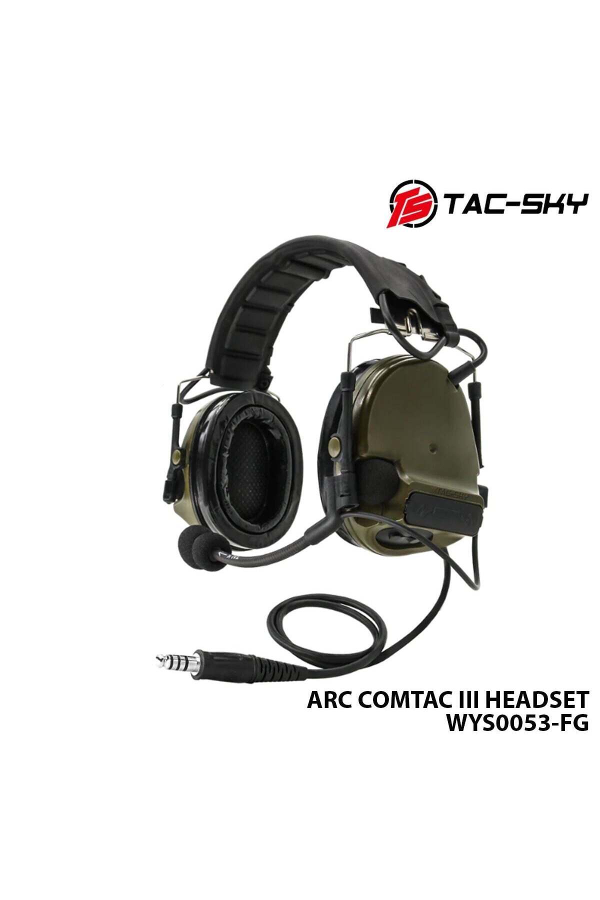 TacSky Telsiz Kulaklığı-Baş Tipi-HAKİ-TAC-SKY ARC COMTAC III