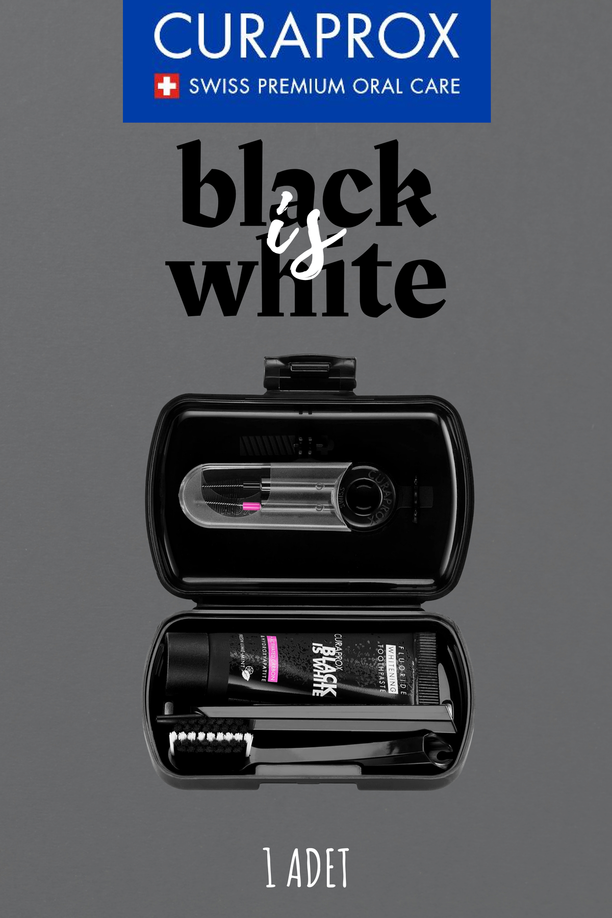 Curaprox Black is White Travel Set - (Diş Fırçası - Beyazlatıcı