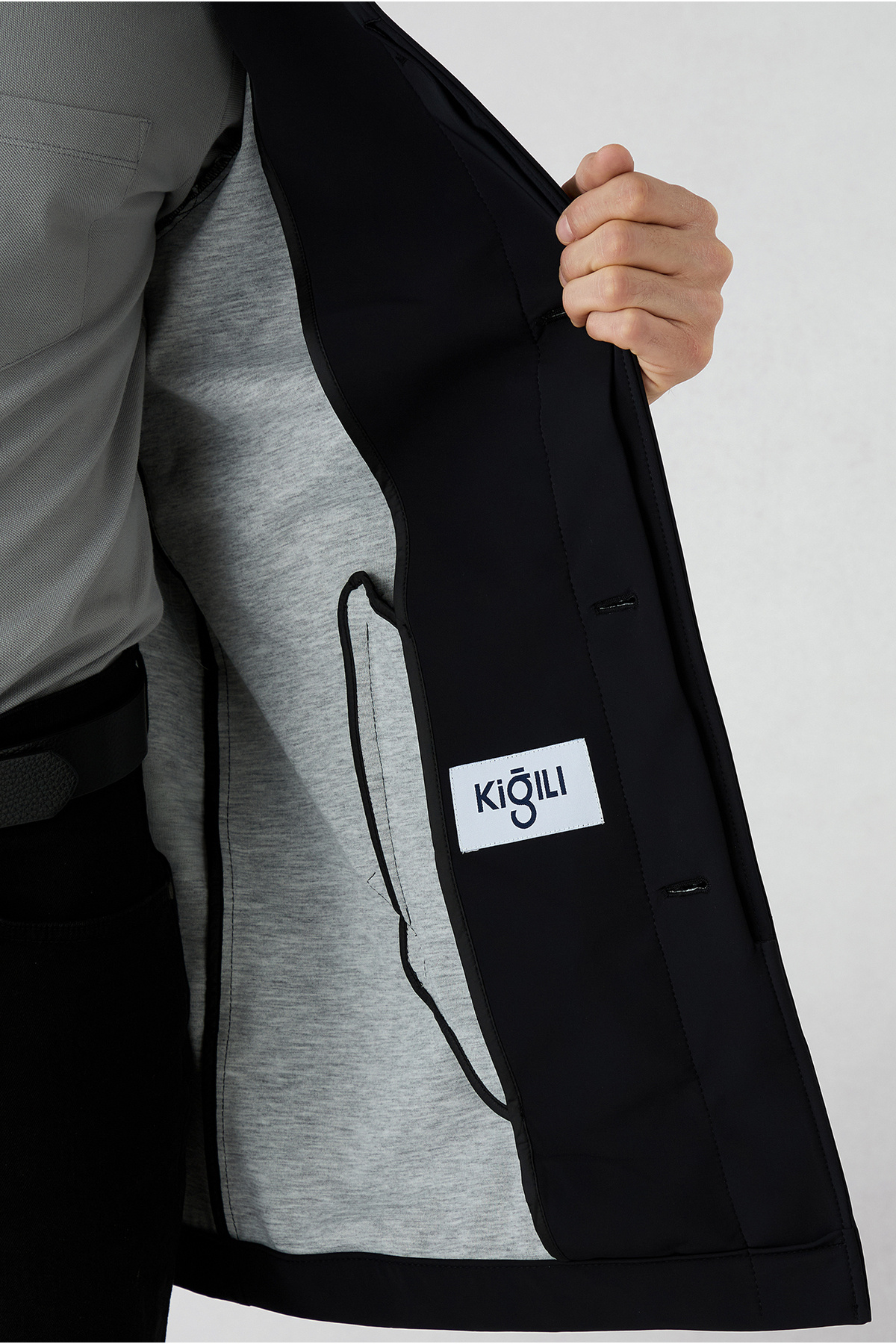 Kiğılı  Fermuar Cepli Düğmeli Klasik Pardösü & Trençkot - Görsel 4